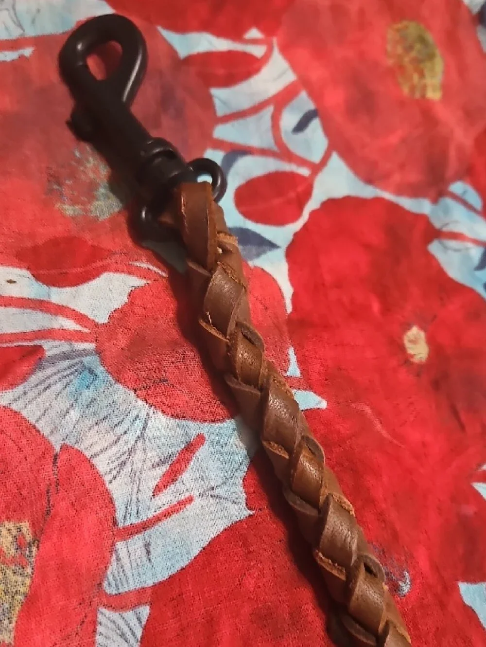 Hand Crafted Genuine Leather Braided Brown Keychain Clip Vintage Cap NEW